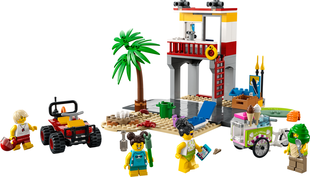 LEGO City Beach Lifeguard Station 60328 Building Kit for Ages 5+, with 4  Minifigures and Crab and Turtle Figures (211 Pieces) 