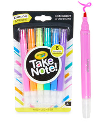 Crayola Take Note! Erasable Highlighters 6 Pack