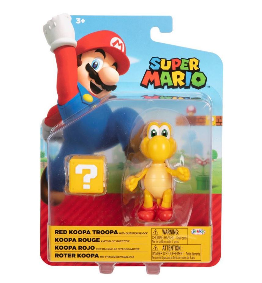 Nintendo Super Mario 4 Inch Figures W28 Red Koopa Troopa With Question Block