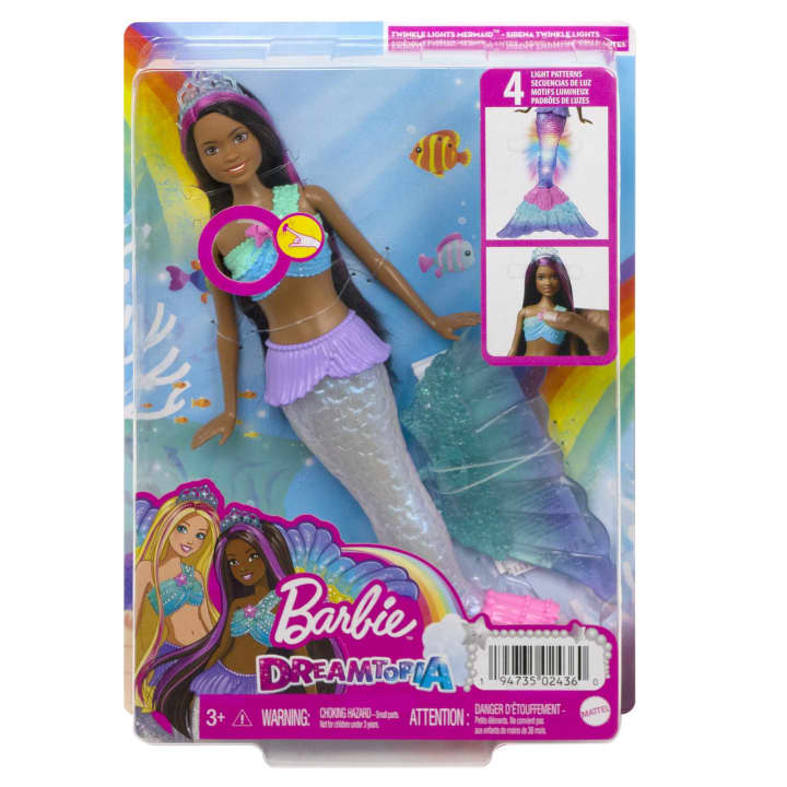 Barbie Dreamtopia Twinkle Lights Mermaid Doll Purple & Brown Hair