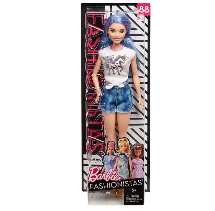 Barbie Fashionista Doll Blue Hair Unicorn Tee