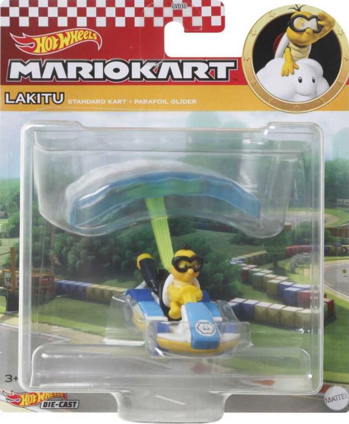 Hot Wheels Mario Kart Lakitu Standard Kart And Parafoil Glider