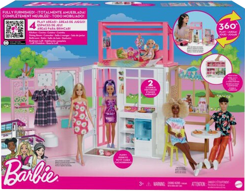 Barbie 2-Storey Fold & Go Dollhouse Playset