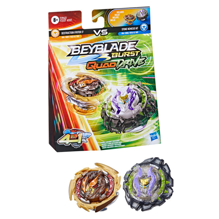 Beyblade Burst Quad Drive Dual Pack Destruction Ifritor I7 Vs Stone Nemesis N7