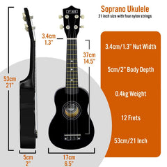 3Rd Avenue Soprano Ukulele Black