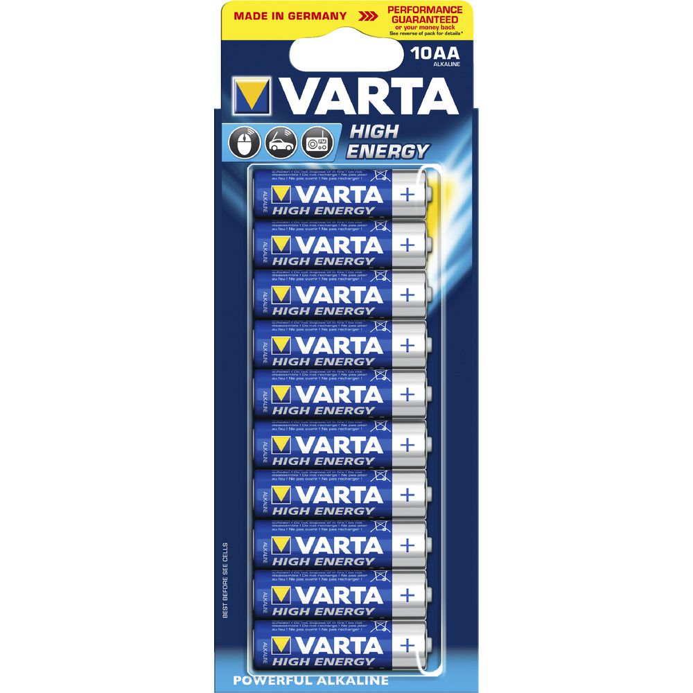 Varta High Energy Alkaline AA Battery 10 Pack - Toyworld Aus