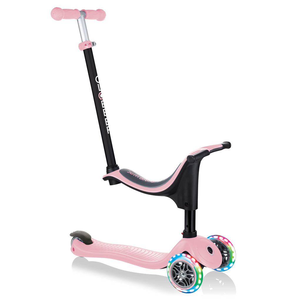 Globber Go Up Sporty Lights Convertible Scooter - Pastel Pink