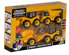 TRUCKS ASSEMBLED 4 PIECE CONSTRUCTION VEHICLES WITH TOOLS