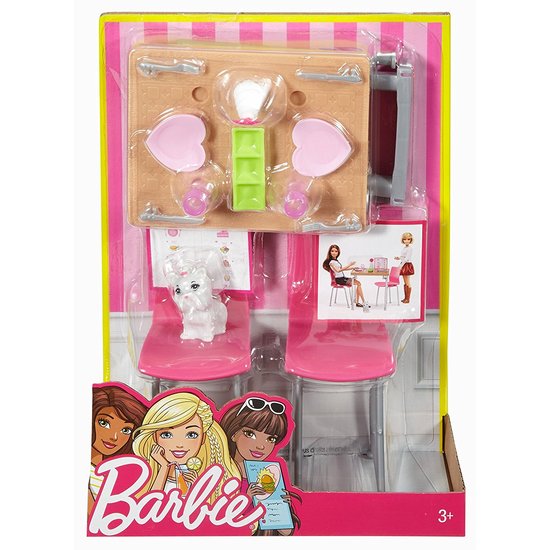 Barbie Indoor Accessory Set Dinner & Movie Fun With Dog Figure