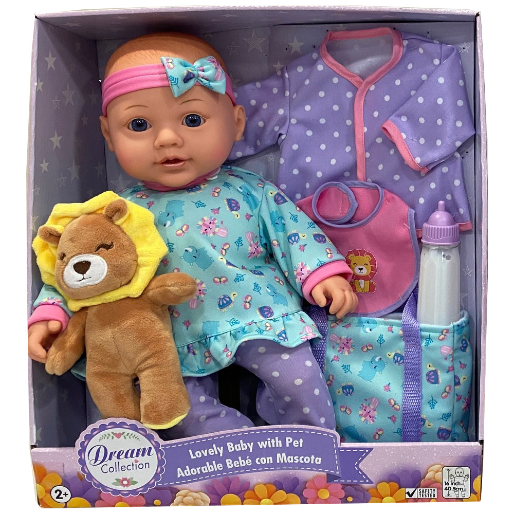 GIGO DREAM COLLECTION 16" LOVELY BABY WITH PET ASSORTED STYLES