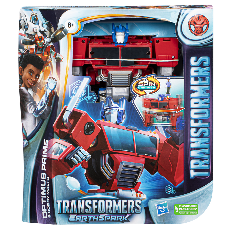 Transformers Earthspark Spin Changer Optimus Prime & Robby Malto