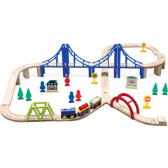 First Learning Wooden Train Set 60 Piece With Bridge