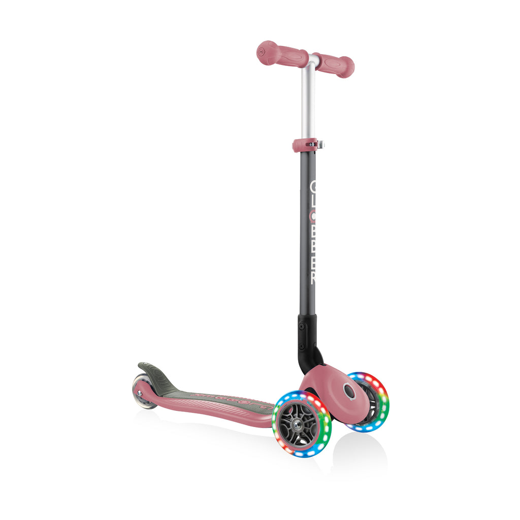 Globber Primo Foldable Lights Scooter - Deep Pastel Pink