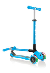 Globber Primo Foldable Lights Scooter - Sky Blue