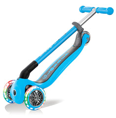 Globber Primo Foldable Lights Scooter - Sky Blue