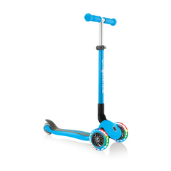 Globber Primo Foldable Lights Scooter - Sky Blue