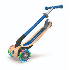 Globber Primo Foldable Wood With Lights Scooter - Navy Blue