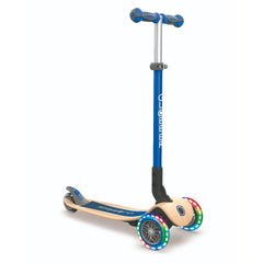 Globber Primo Foldable Wood With Lights Scooter - Navy Blue