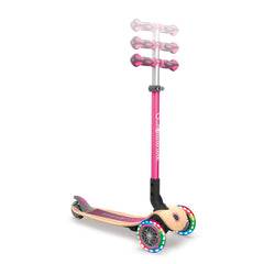 Globber Primo Foldable Wood With Lights Scooter - Pink