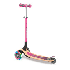 Globber Primo Foldable Wood With Lights Scooter - Pink