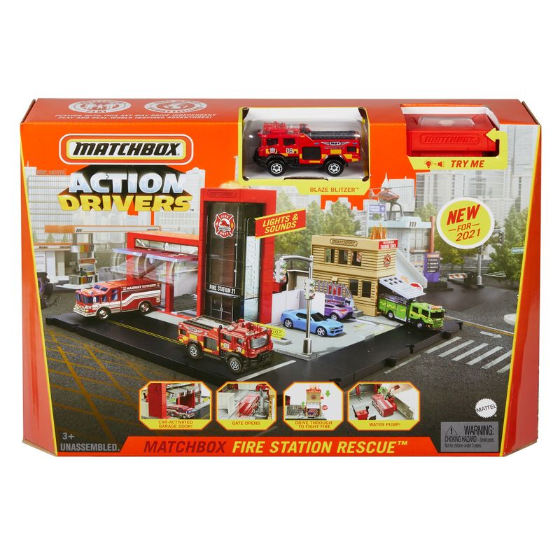 Matchbox Action Drivers Playset Fire Station Rescue