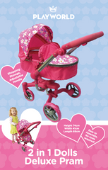 Playworld 2-In-1 Dolls Deluxe Pram