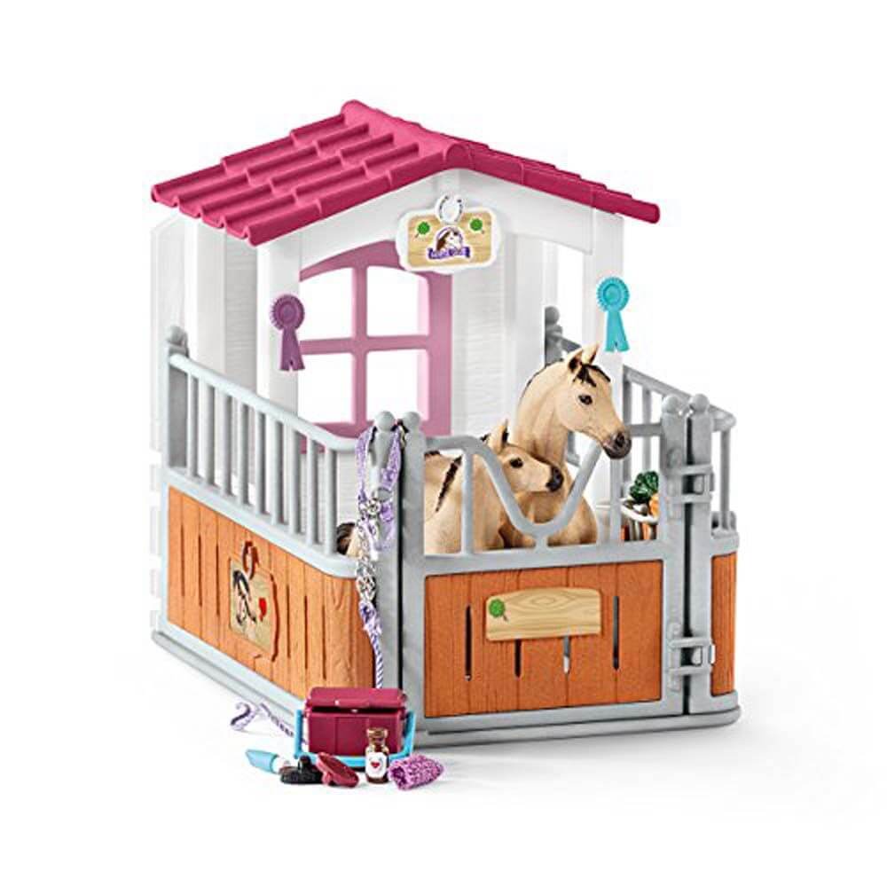 Schleich Horse Stall With Horses And Groom Set