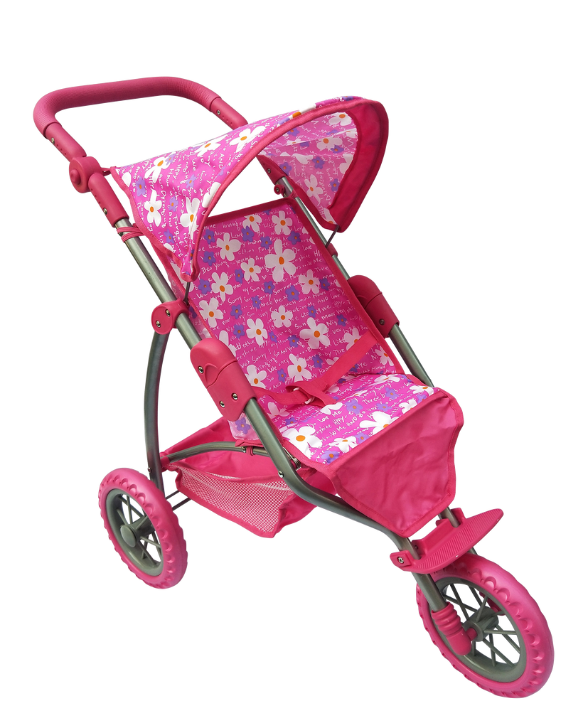 Playworld 3 Wheel Doll Stroller Pink