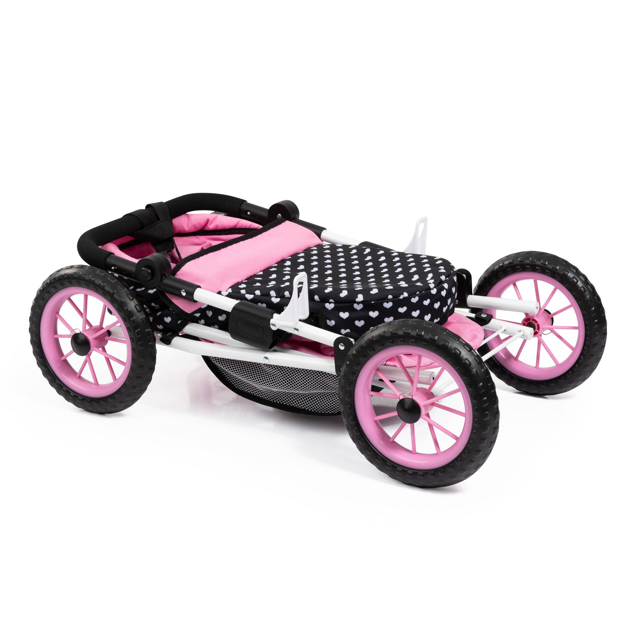 Trendy Pram Pink With Black Hood Pink Bow Toyworld Australia