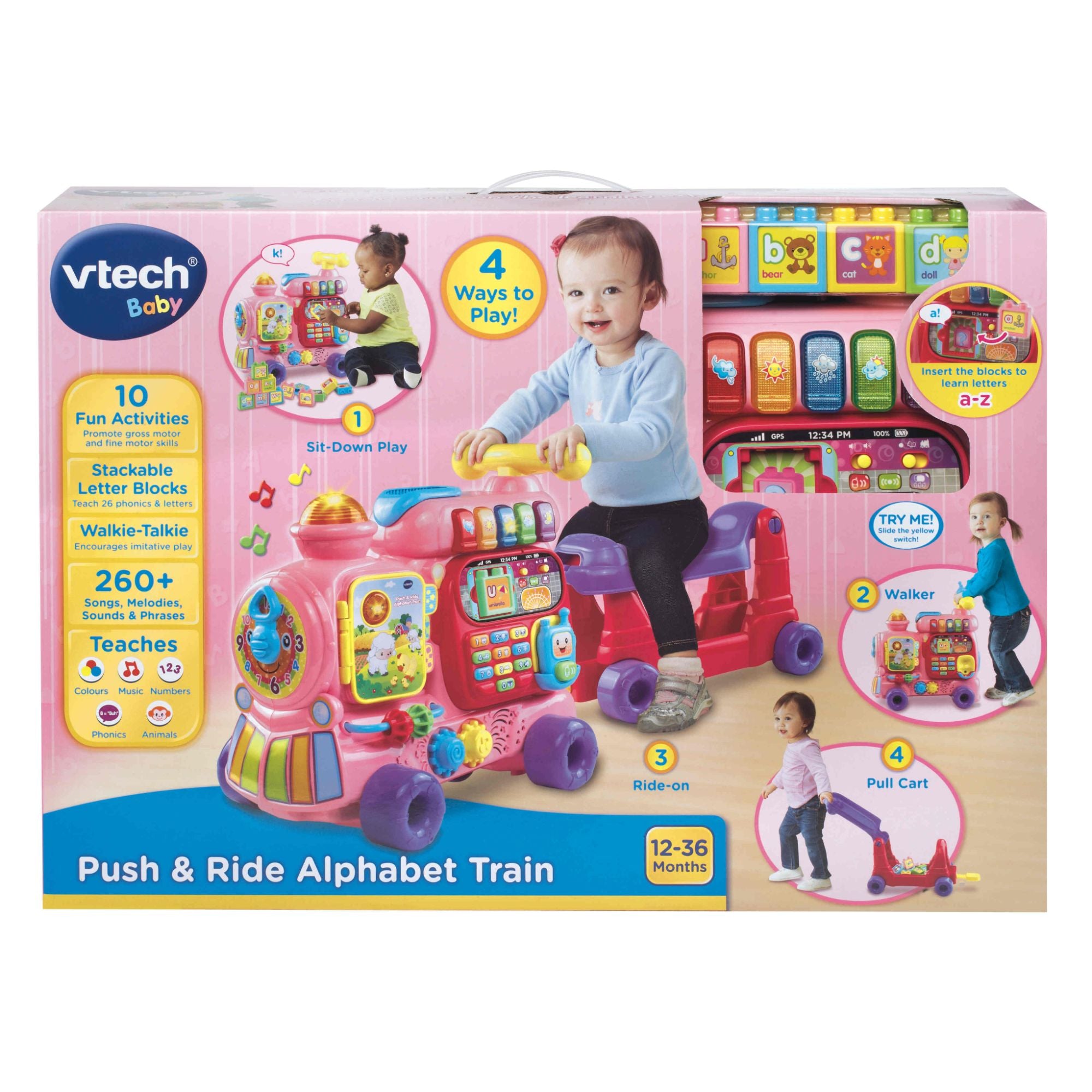 Vtech Push N Ride Alphabet Train Pink Toyworld Toyworld Australia