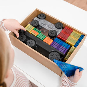 Connetix Magnetic Tiles 50 Piece Rainbow Transport Pack