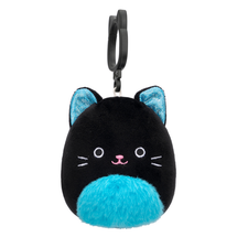 Squishmallows Season Halloween 3.5 Inch Plush Clip-On Eponine Black Cat With Neon Blue Fuzzy Belly And Sparkle Ears