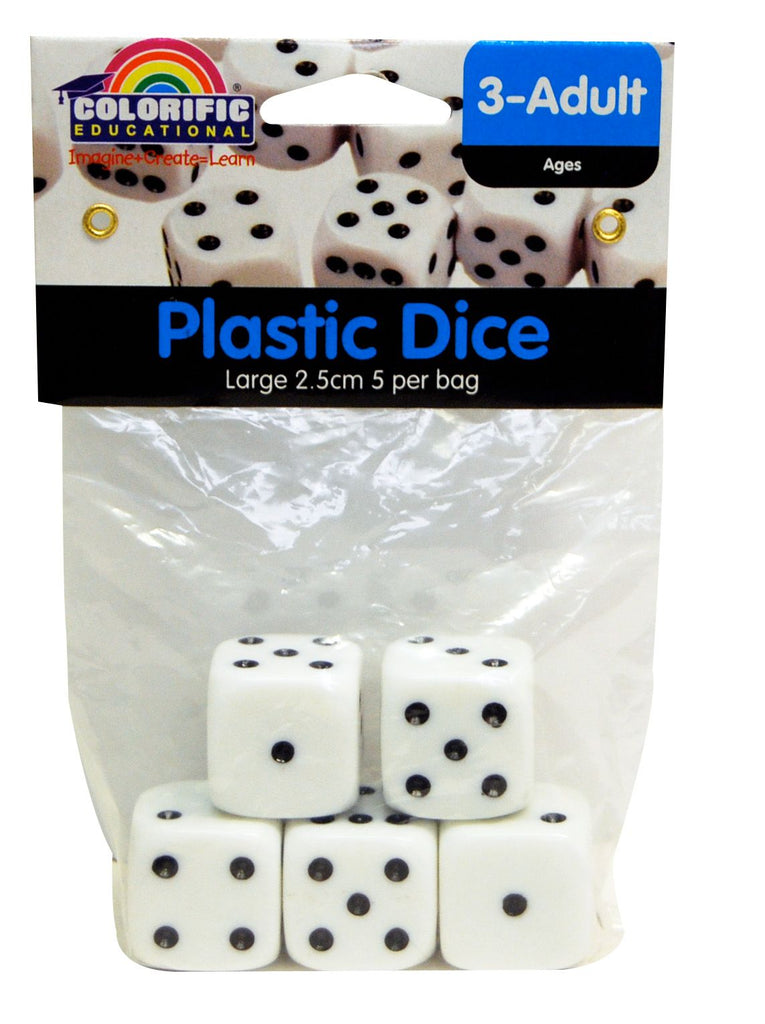 PLASTIC DICE LARGE 5 PACK