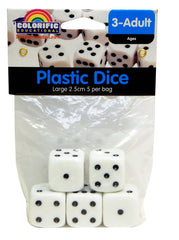 PLASTIC DICE LARGE 5 PACK