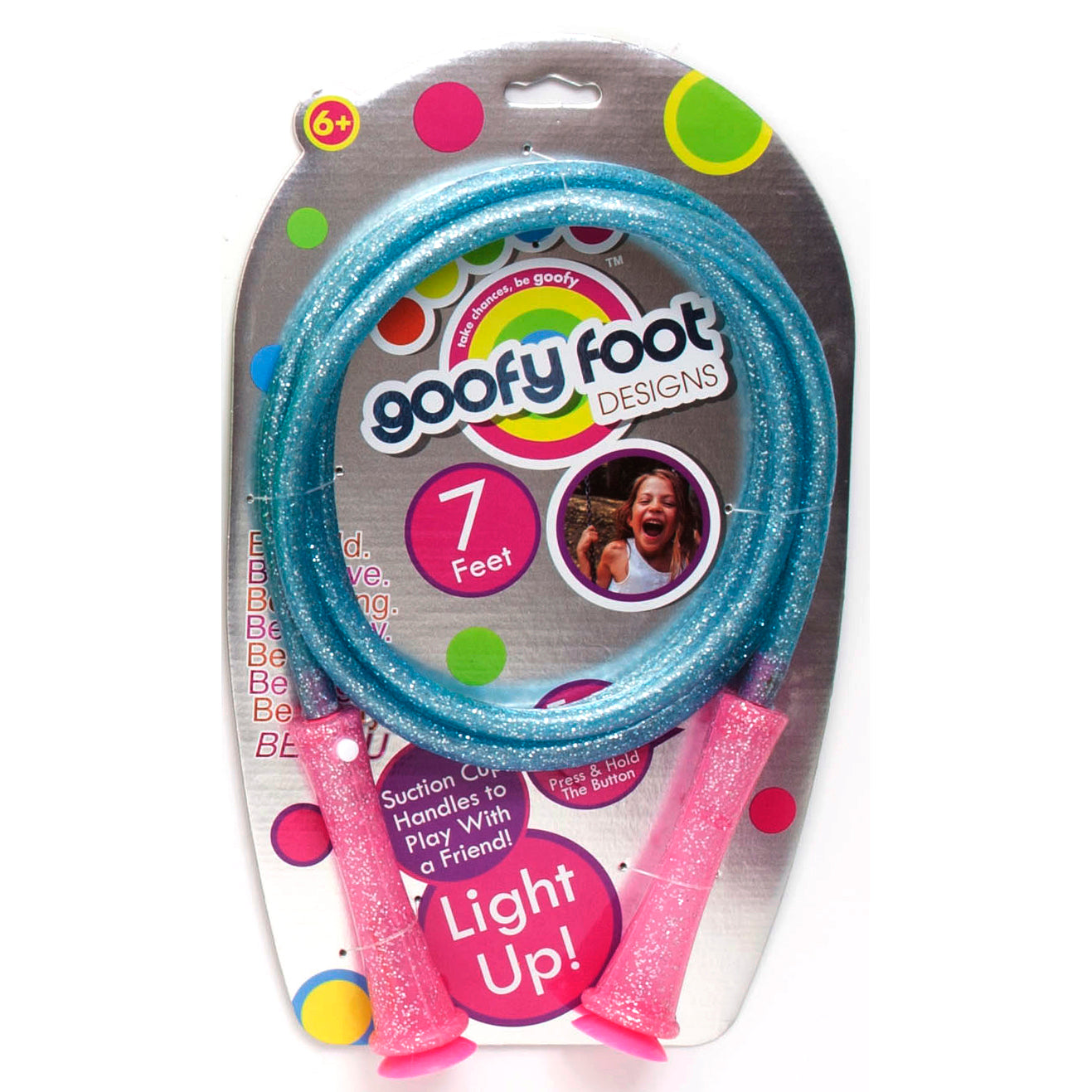 Goofy Foot Designs Jump Rope - Includes 7 Foot Glitter Infused Jump Rope,  10 Jacks & Ball, 2 Chinese Jump Ropes - Provides House of Active Fun for  both Indoors & Outdoors! 